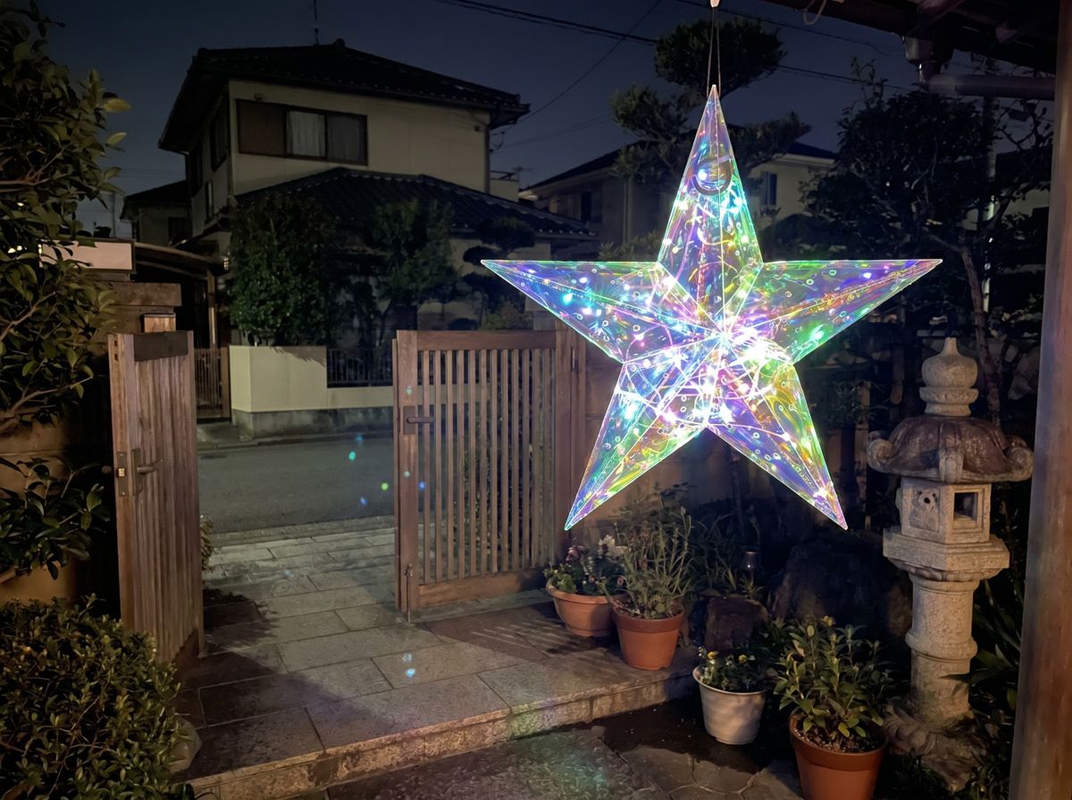 オーロラライト スターを店先に設置したイメージ