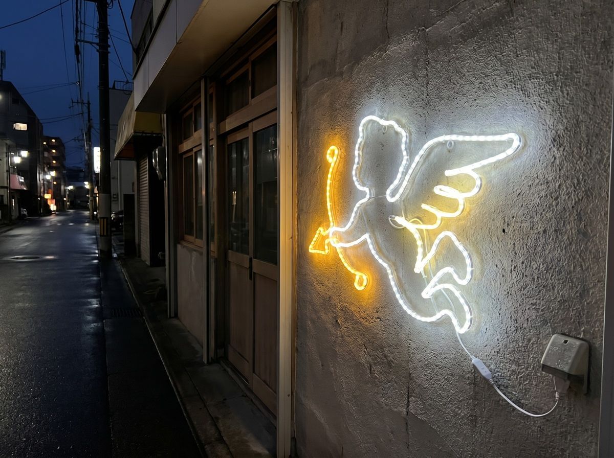 エンジェル LEDチューブライトを壁面に取り付けた設置イメージ