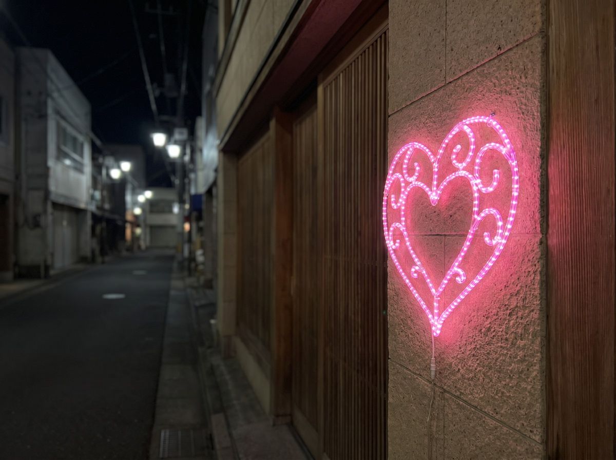 アラベスクハート LEDチューブライトを壁面に取り付けた設置イメージ