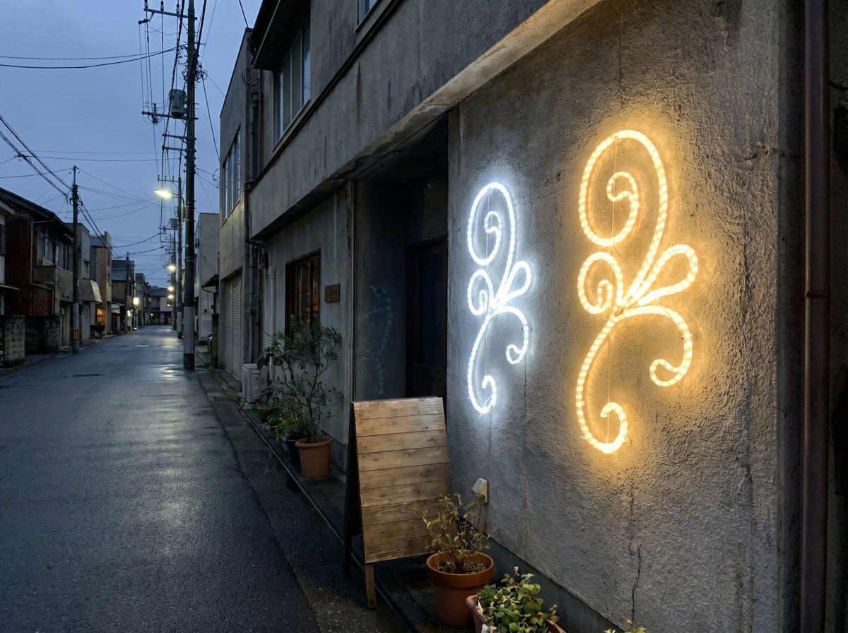 アラベスクA LEDチューブライトを壁面に取り付けた設置イメージ