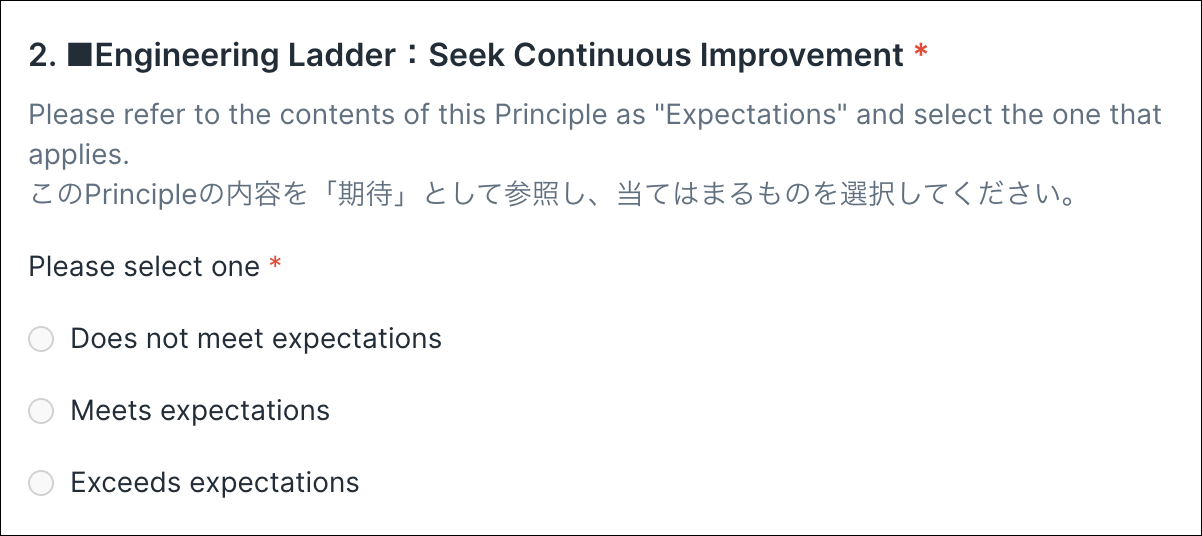 自己評価の記入欄