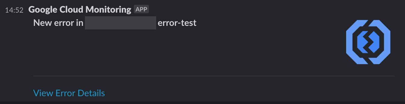 Slack notification of new error