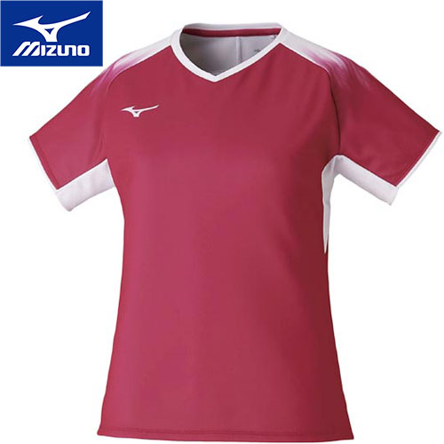 ミズノ MIZUNO レディース ソフトテニス ゲームシャツ ピンク×ホワイト 72MA1220 64 半袖 トップス バトミントン ゲームウェア 試合