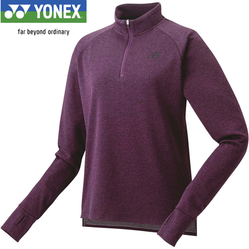 ヨネックス YONEX レディース ロングスリーブTシャツ プルーン 16668 583 長袖 シャツ トップス スポーツウェア 保温 防寒 ハーフジップ