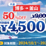 【カメリアライン】博多⇔釜山が4,500円！ニューかめりあ就航20周年キャンペーン