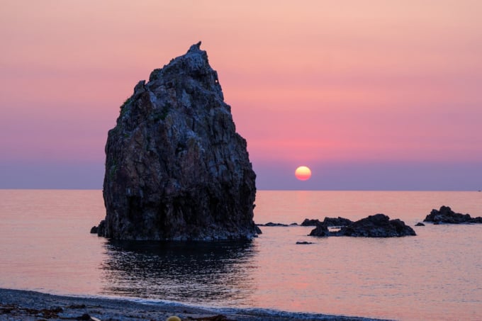 持石海岸の夕日