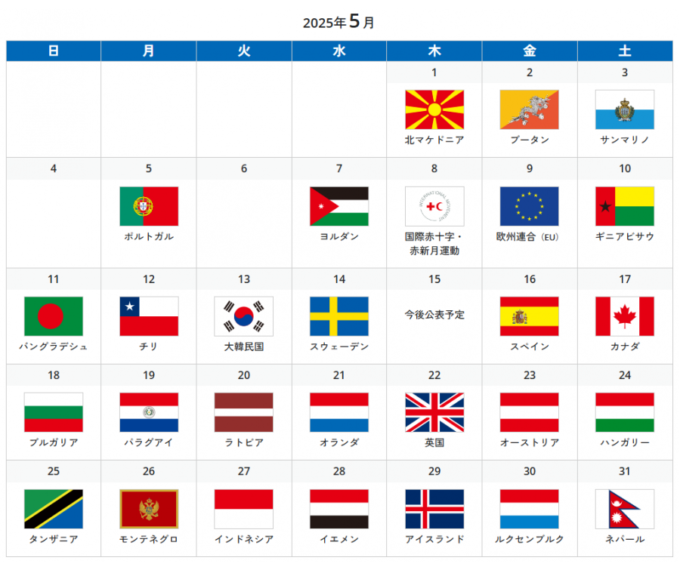 5月のナショナルデー&スペシャルデー(大阪・関西万博)