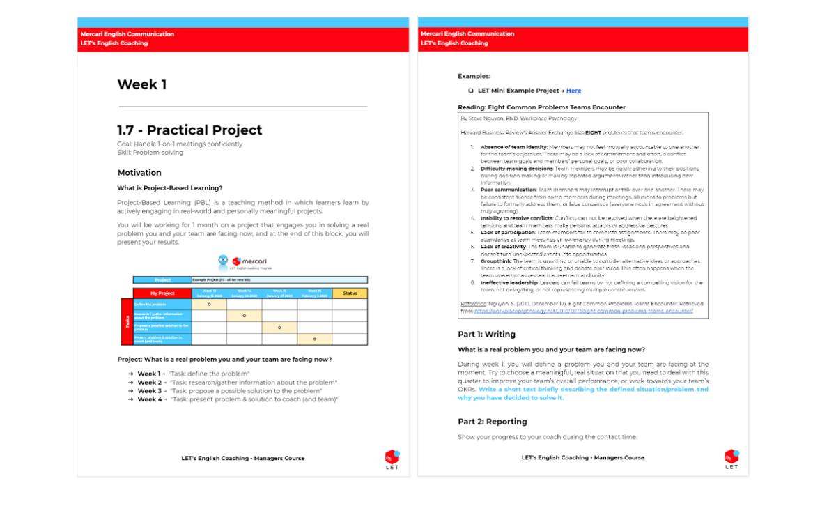 An example of teaching materials.This practical project focuses on having the manager solve an actual problem within the organization.