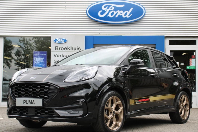 Ford Puma 1.0EB 155PK HYBRIDE ST-LINE X GOLD AUTOMAAT | LEDER | DEALER OH! | 5JR GARANTIE! | ADAPTIVE CRUISE | WINTERPACK | DODE HOEK SENS