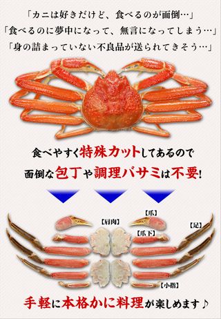 【楽天市場】48時間限定★ポイント5倍確定!\3箱で1箱タダ!?/6,990円OFFクーポンで総重量3kg送料無料13,980円!楽天ランキング4年連続1位!【刺身OK】カット生ずわい蟹【A】一番人気700g/総重量1kg【B】棒ポーション400g/総重量500g【C】特大爪/爪下/肩肉800g/総重量1.1kg かに カニ:越前かに職人甲羅組(DENSHOKU)のサムネイル画像 5枚目