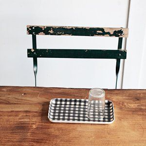 fog linen work リネンコーティングトレイ(S)ネイビーホワイトチェックの画像 3枚目