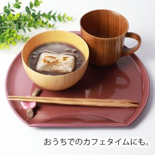 みよし漆器本舗 半月盆 27cm 紀州塗り 小豆色の画像 2枚目