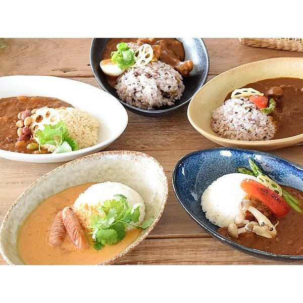 ナチュラルオーバルカレー皿＆パスタ皿5色セット 丸五加藤吾助商店のサムネイル画像 1枚目