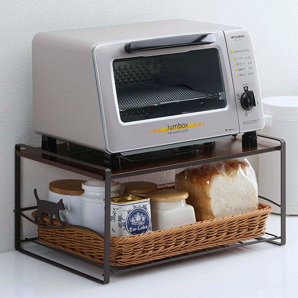 トースターラック ネコ 洗えるバスケット付きの画像