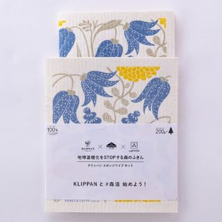 [森活]スポンジワイプ　KLIPPANセット ベングト＆ロッタ　リリー　ブルー(Sサイズ1枚　水切り1枚) ecomfortHouse（エコンフォートハウス）のサムネイル画像 1枚目