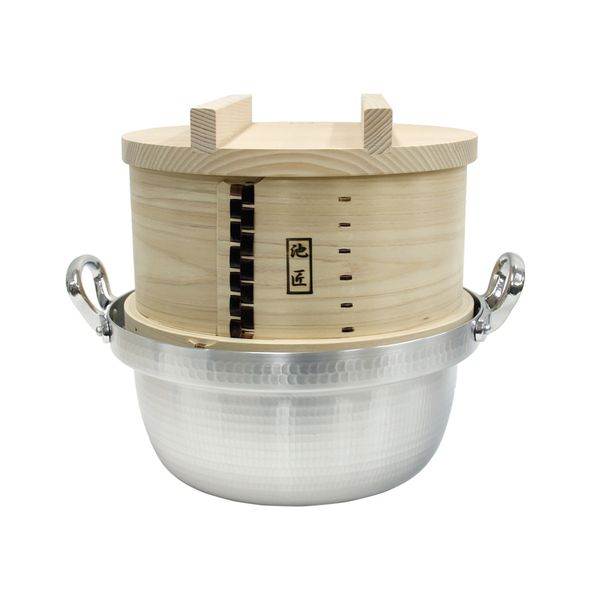 ひのき和セイロ27cm+木蓋＋セイロ用料理鍋（底径30cm用/蓋付き） セット　の画像