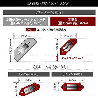 超薄型ハイタイプコーナーテレビボード　Nova-next SEMI-TUのサムネイル画像 3枚目