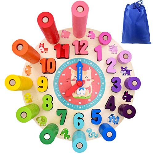 モンテッソーリ時計　つみき　おもちゃ　時間学習　パズル　知育玩具　4950729937767の画像