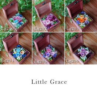 プリザーブドフラワー アートフラワー 木製Boxアレンジ　グレイスボックス/LittleGraceBoxの画像 3枚目