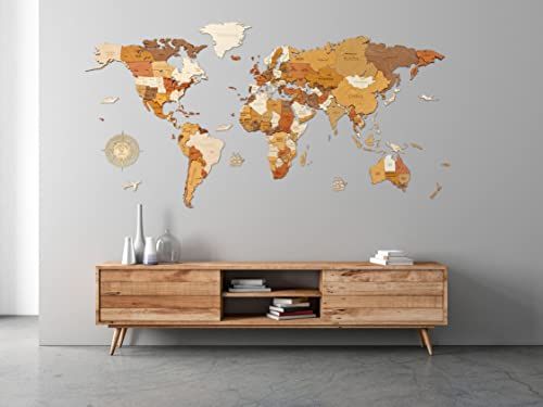 木製世界地図　Map of the World　XL Traveler 78×39インチ 200×100㎝の画像