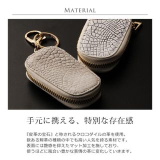 ヘンローン社製原皮使用 クロコダイル スマートキーケース マット加工 （06000935-1-mens-1r）の画像 2枚目