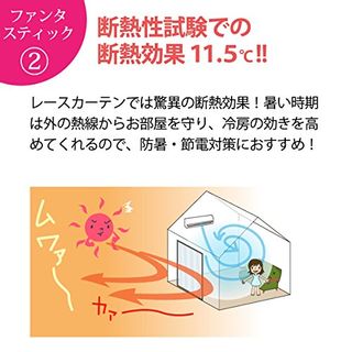 二重レースカーテン 断熱 遮熱 保冷 UVカット率【99.3%】 昼夜目隠し 二枚仕立て (幅)100×(丈)176cm×2枚組 カーテンくれないのサムネイル画像 4枚目