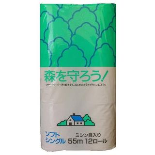 森を守ろう! トイレットペーパー シングル 55m 12ロール×8パック入り 牧製紙株式会社のサムネイル画像 1枚目