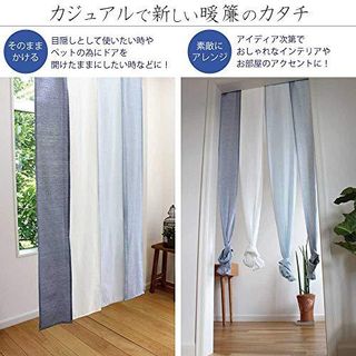 4連のれん セーヌ 幅85cm x 丈170cm ブルー  Sunny Day Fabricのサムネイル画像 3枚目