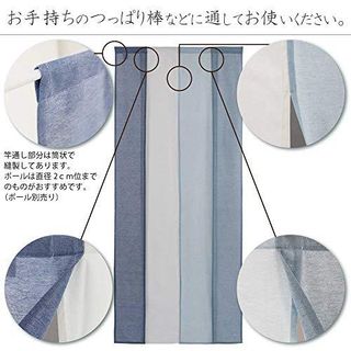 4連のれん セーヌ 幅85cm x 丈170cm ブルー  Sunny Day Fabricのサムネイル画像 4枚目