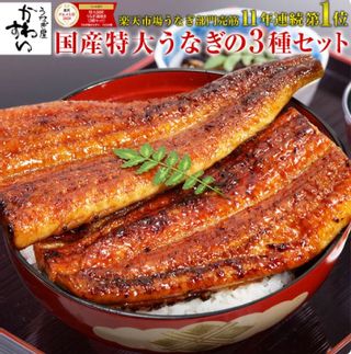 特大国産うなぎの3種セット うなぎ屋かわすいのサムネイル画像 1枚目