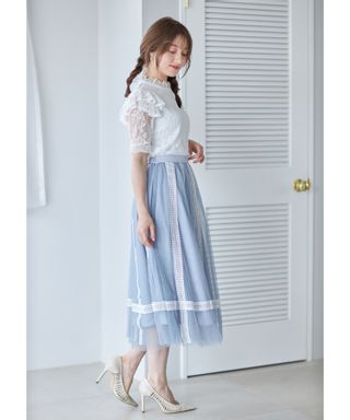 ハシゴレース×チュール令嬢フレアスカート tocco closet（トッコクローゼット）のサムネイル画像 3枚目