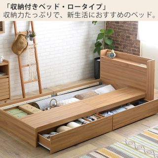 ベッド シングル 収納付き EMICA(エミカ)フレームのみの画像 2枚目