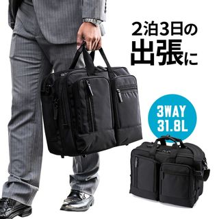 3WAY ビジネスバッグ 大容量 31.8L マチ拡張 2~3泊出張対応 15.6型ノートPC対応 200-BAG065の画像 1枚目