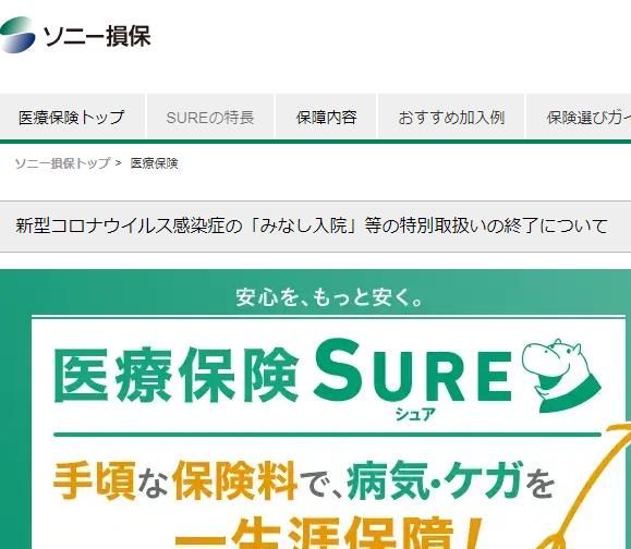 ソニー損保の終身医療保険SUREの画像