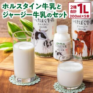 いけぼく牛乳ホルスタイン・ジャージーセット　O-H02　有限会社池田牧場 滋賀県 東近江市のサムネイル画像 1枚目