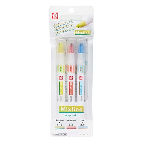 蛍光ペン Mixline（ミックスライン）3色 セット ジューシーカラー サクラクレパスのサムネイル画像 1枚目