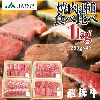 飛騨牛 焼肉セット 1kg（250g×4種類 食べ比べ） JAひだのサムネイル画像 1枚目