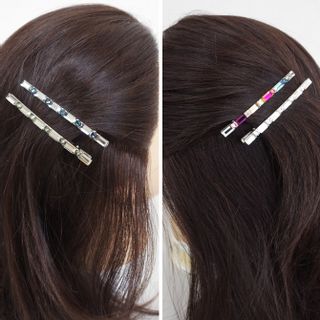 スワロフスキー カットガラス ヘアクリップ スリムの画像 3枚目