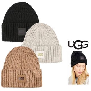 W CHUNKY RIB BEANIE W LOGO （LIGHT GREY）の画像 1枚目