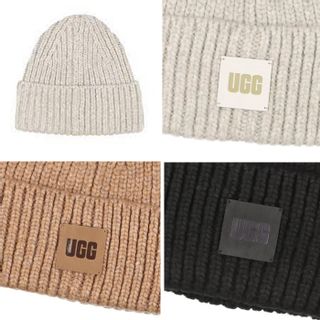 W CHUNKY RIB BEANIE W LOGO （LIGHT GREY） UGG（アグ）のサムネイル画像 2枚目