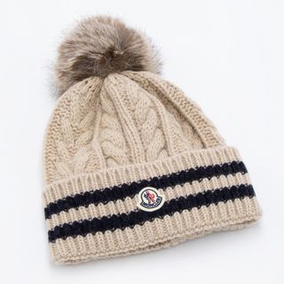 ポンポン付きニットキャップ ネイビー/ベージュ 3B000 23 M2079 034 MONCLER（モンクレール）のサムネイル画像 1枚目