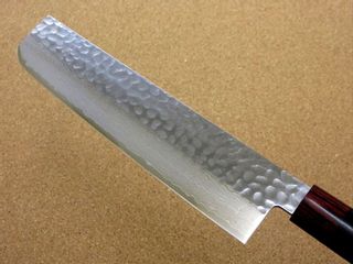 伊勢屋鍛造包丁 I-6 鍛造ダマスカス 薄刃 180m/mの画像 3枚目