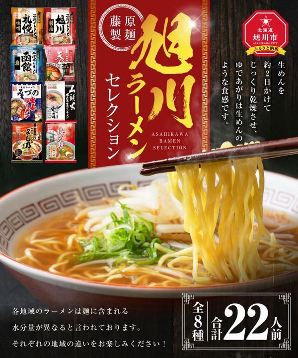 旭川ラーメン 藤原製麺 セレクション 22人前 北海道旭川市のサムネイル画像 2枚目