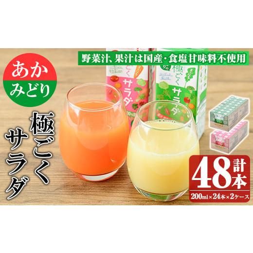 乳酸菌を加えた野菜ジュース!「みどり」と「あか」の極ごくサラダセット(各200ml×24本) keizai-919の画像