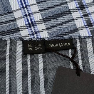 リバーシブル リネン混シルクポケットチーフ 灰紺 COMME CA MEN（コムサメン）のサムネイル画像 4枚目