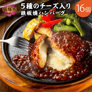 5種のチーズ入り鉄板焼ハンバーグ（デミグラスソース）16個 福岡県飯塚市のサムネイル画像