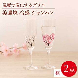 温度で変化する器 シャンパン ペアセット 冷感桜の画像 1枚目