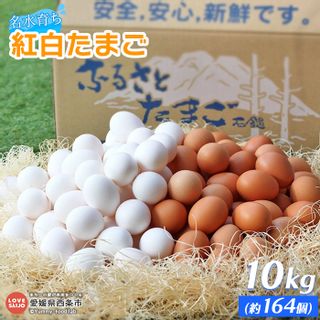 名水育ち愛媛県西条市産 紅白たまご たっぷり10kg（約164個）セット 愛媛県西条市のサムネイル画像