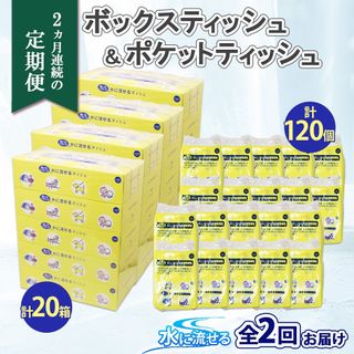 定期便 2カ月連続2回 北海道産 とけまるくん ボックスティッシュ 20箱 ポケットティッシュ 120個  北海道倶知安町のサムネイル画像 1枚目