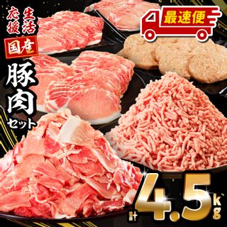 生活応援！大満足豚肉バラエティセット4.5kg 宮崎県宮崎市のサムネイル画像